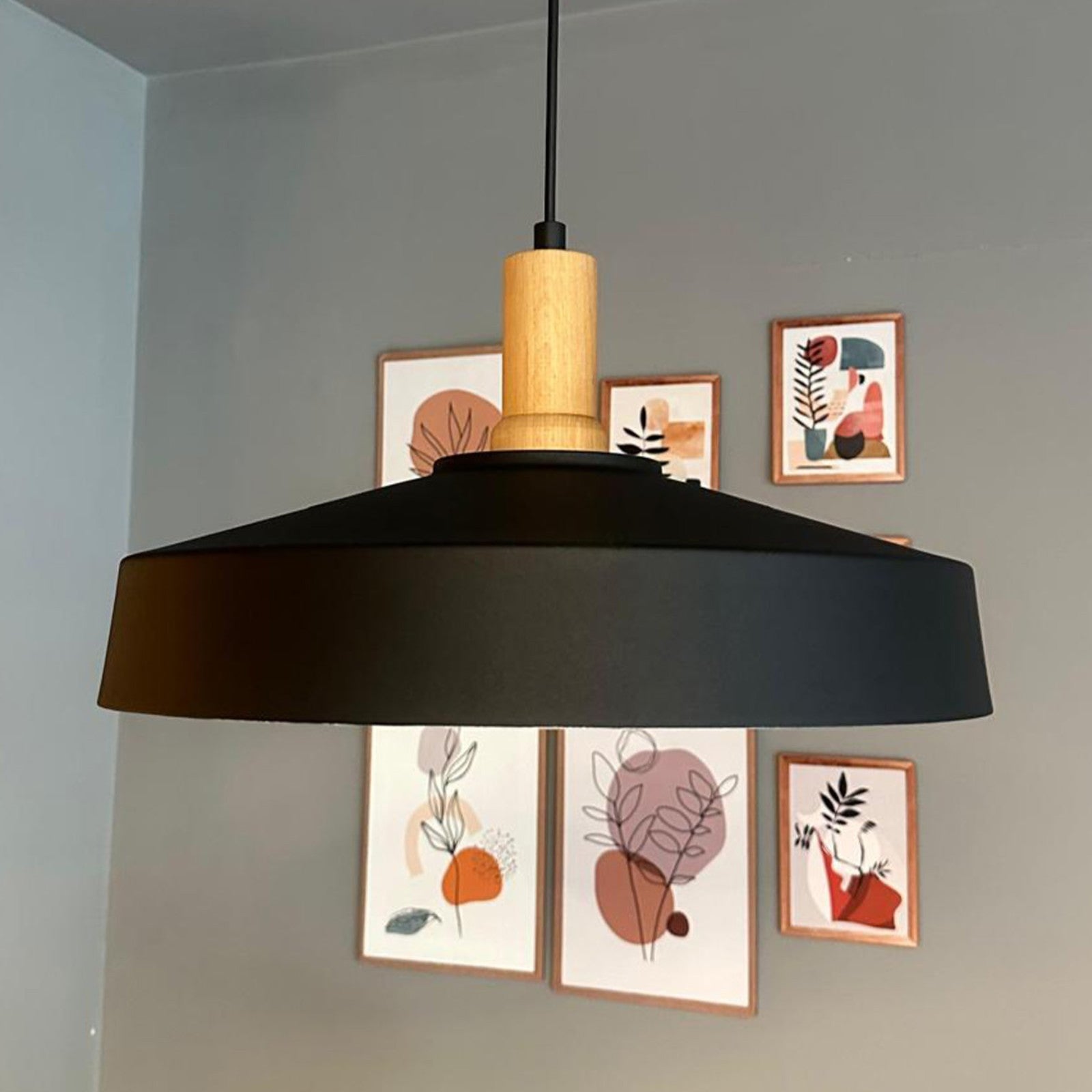 Ace Holz Hängelampe Ø40cm, Pendelleuchte Vintage, Industrial aus Metall Holz E27